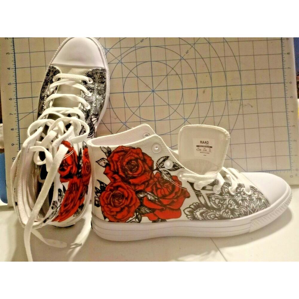 RAAD Shop Abstract & Roses  WHITE Hi-Top 9.5M - Picture 6 of 13